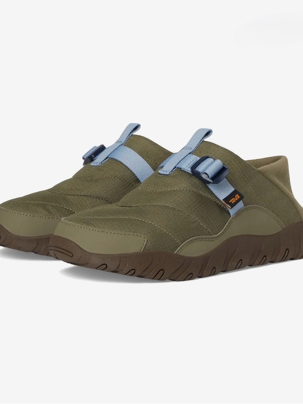 Teva Olive Green and Light Blue Buckle Slip-On Sneakers